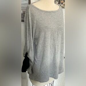 Ann Taylor Factory Women's Size Large Gray Bow Tie Sleeve Pullover Top